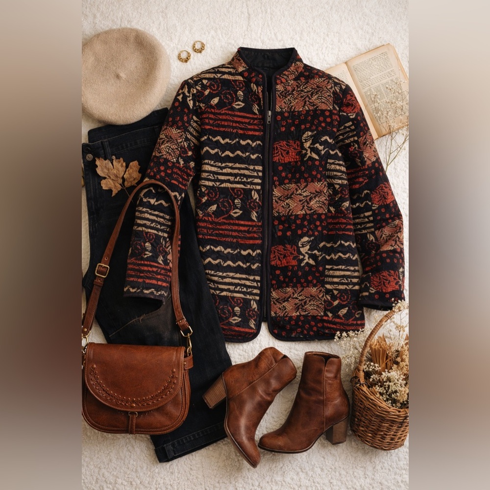 Boho Tapestry Jacket, Size L - Picture 6 of 12
